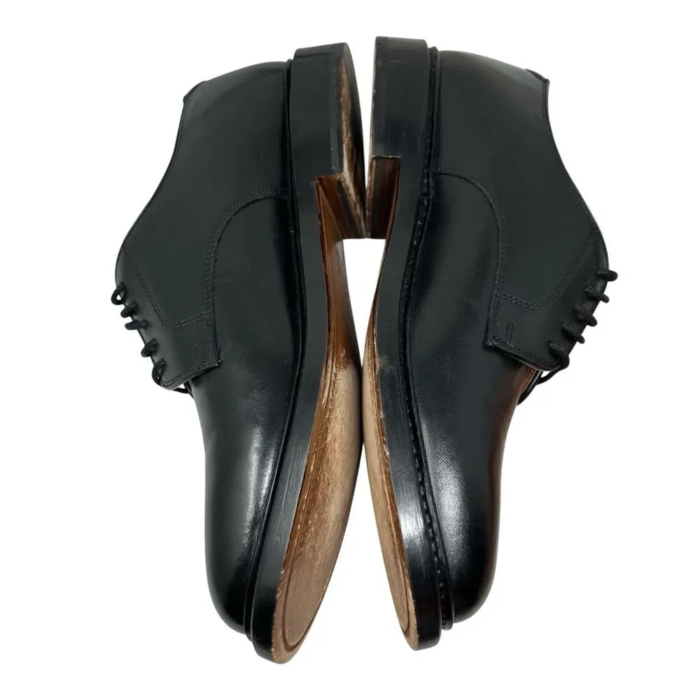 J.Crew Ludlow Mens 9.5 Black Leather Derby Shoes Old Money Preppy Euro‎ Summer